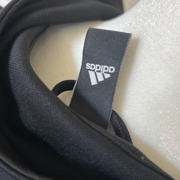 M Medium ADIDAS Stripes Hoodie Jacket Zip Up Black Sports Activewear - Picture 4 of 5